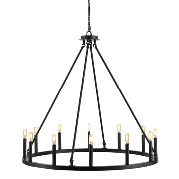 Oberto Ring Iron Rustic Farmhouse LED Chandelier - JONATHAN Y